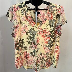 NWOT investment Pink and Cream Floral Blouse